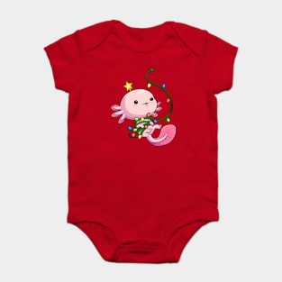 Holiday Glow: Axolotl's Christmas Lights Baby Bodysuit
